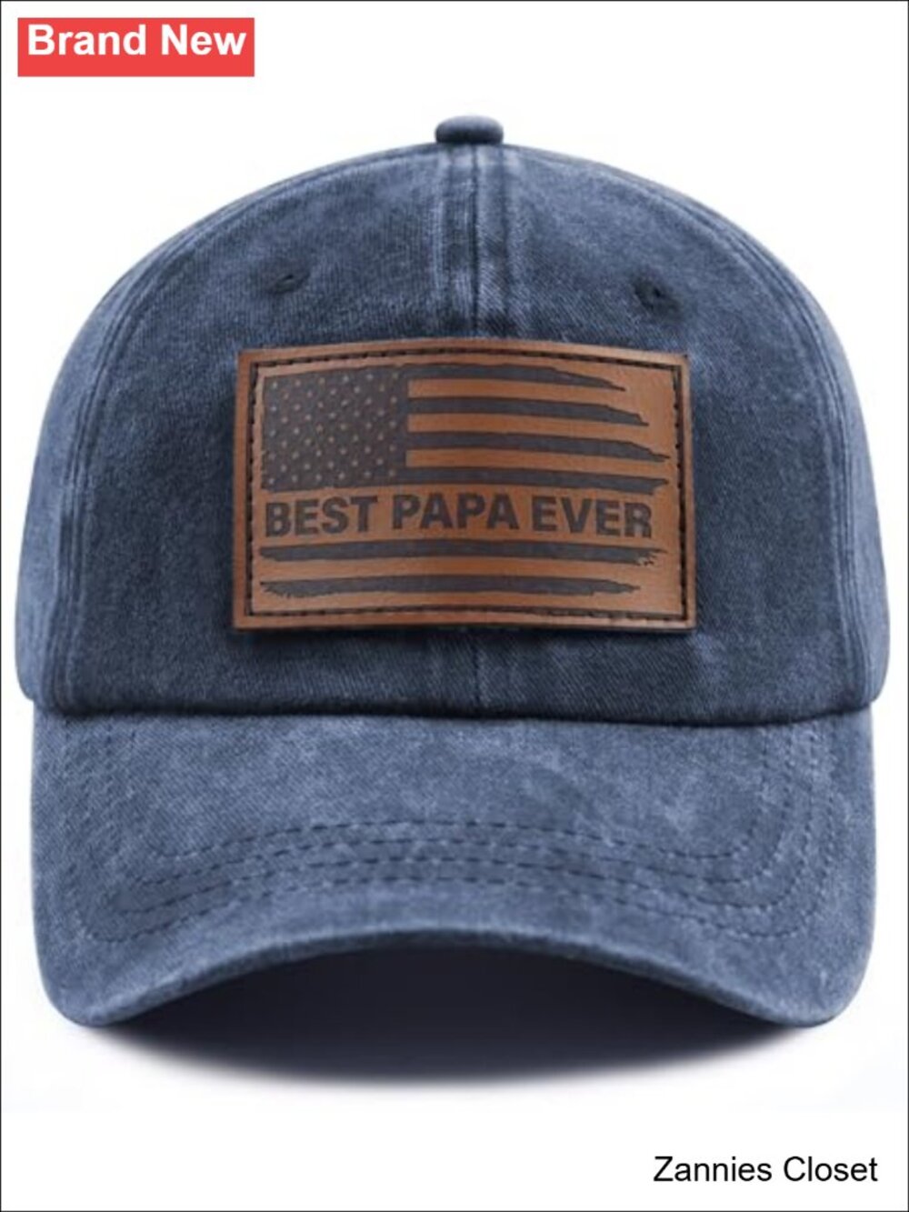 🤠 Best Papa Ever American Flag Leather Patch Baseball Cap Embroidered Dad Gift